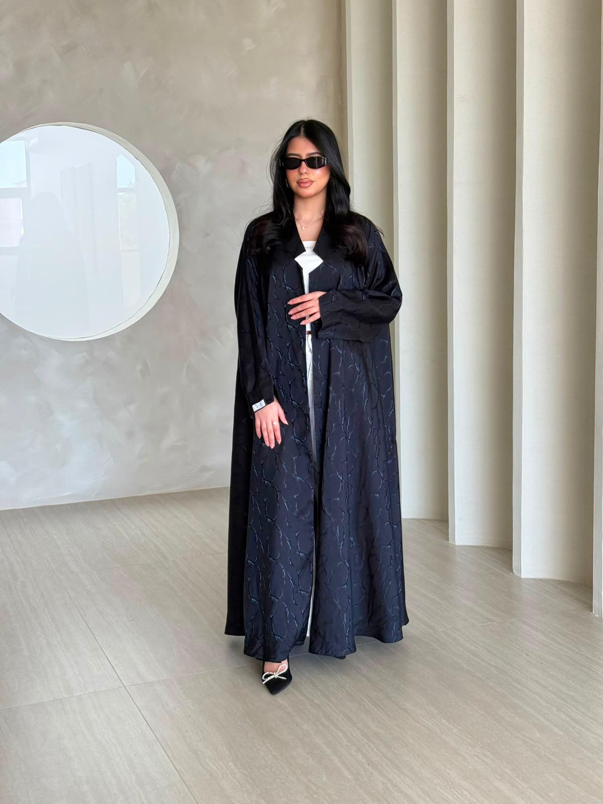 Noir Swirl Jacquard Abaya