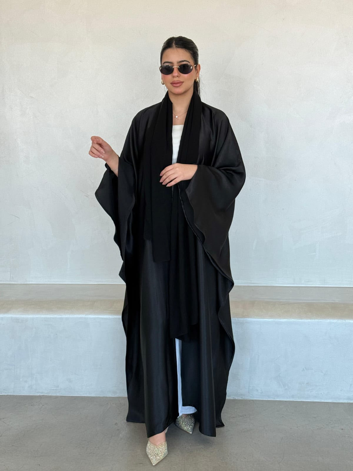Onyx Satin Drape Abaya