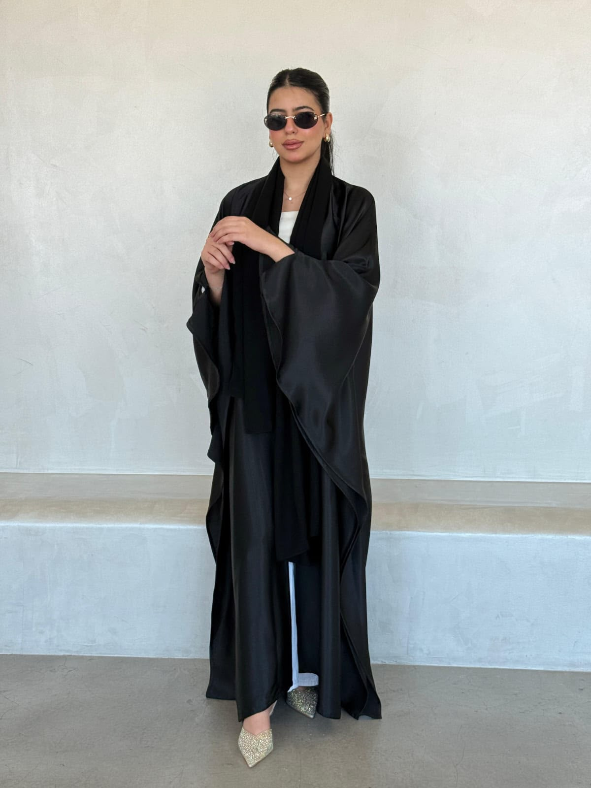 Onyx Satin Drape Abaya