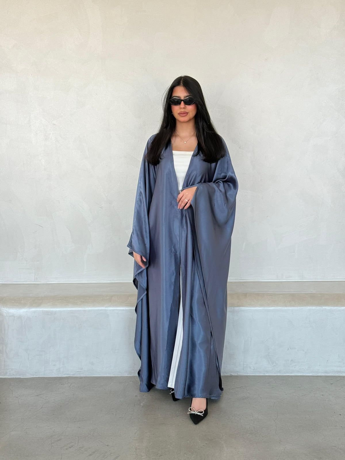 Steel Mist Satin Abaya