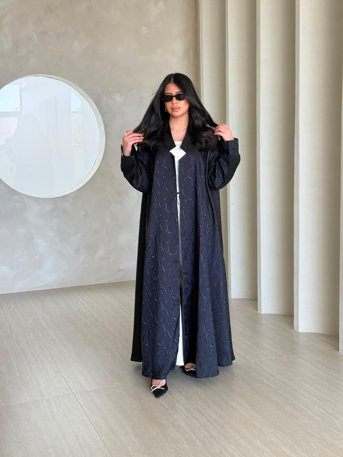 Noir Swirl Jacquard Abaya