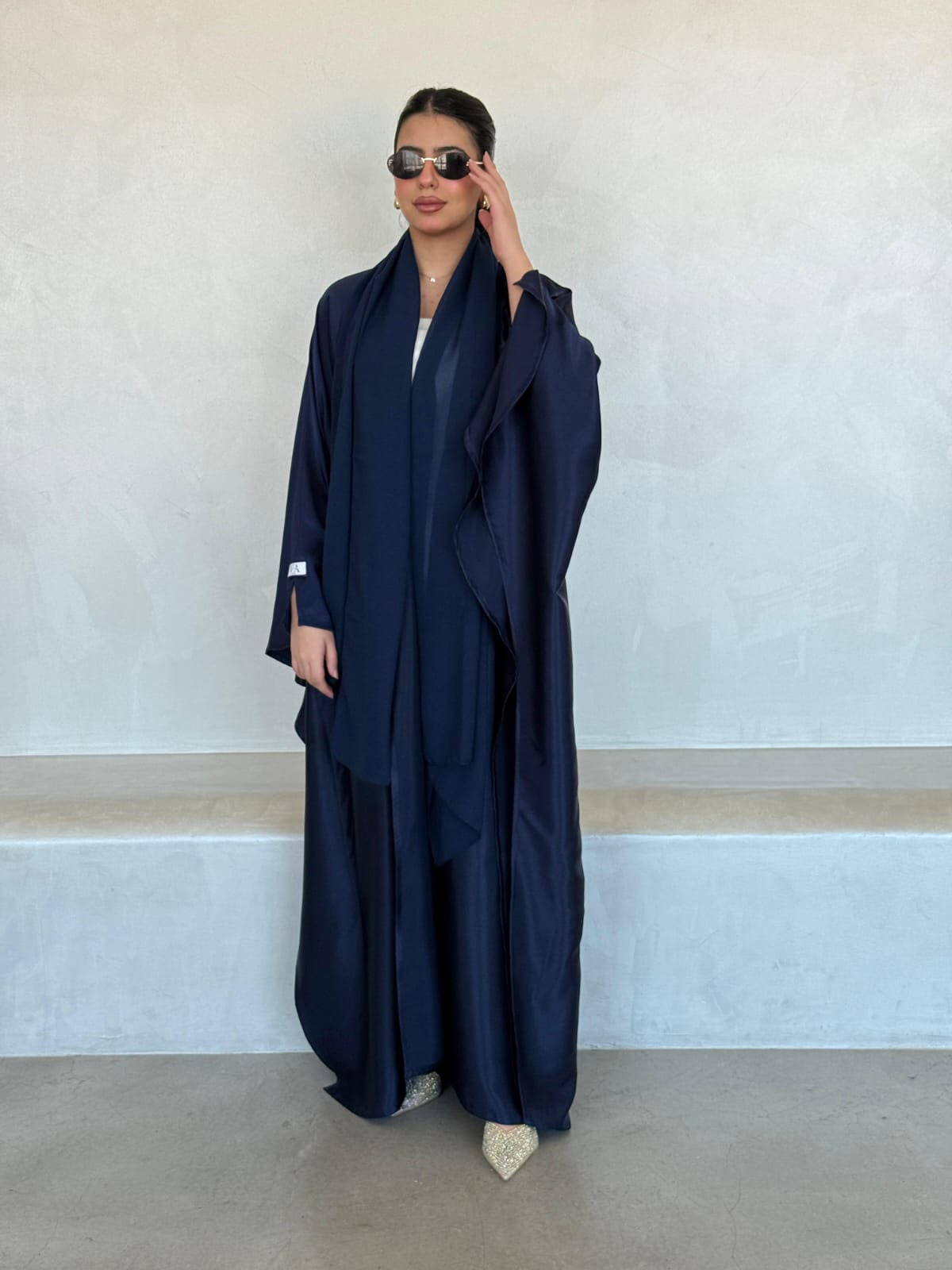 Midnight Satin Drape Abaya