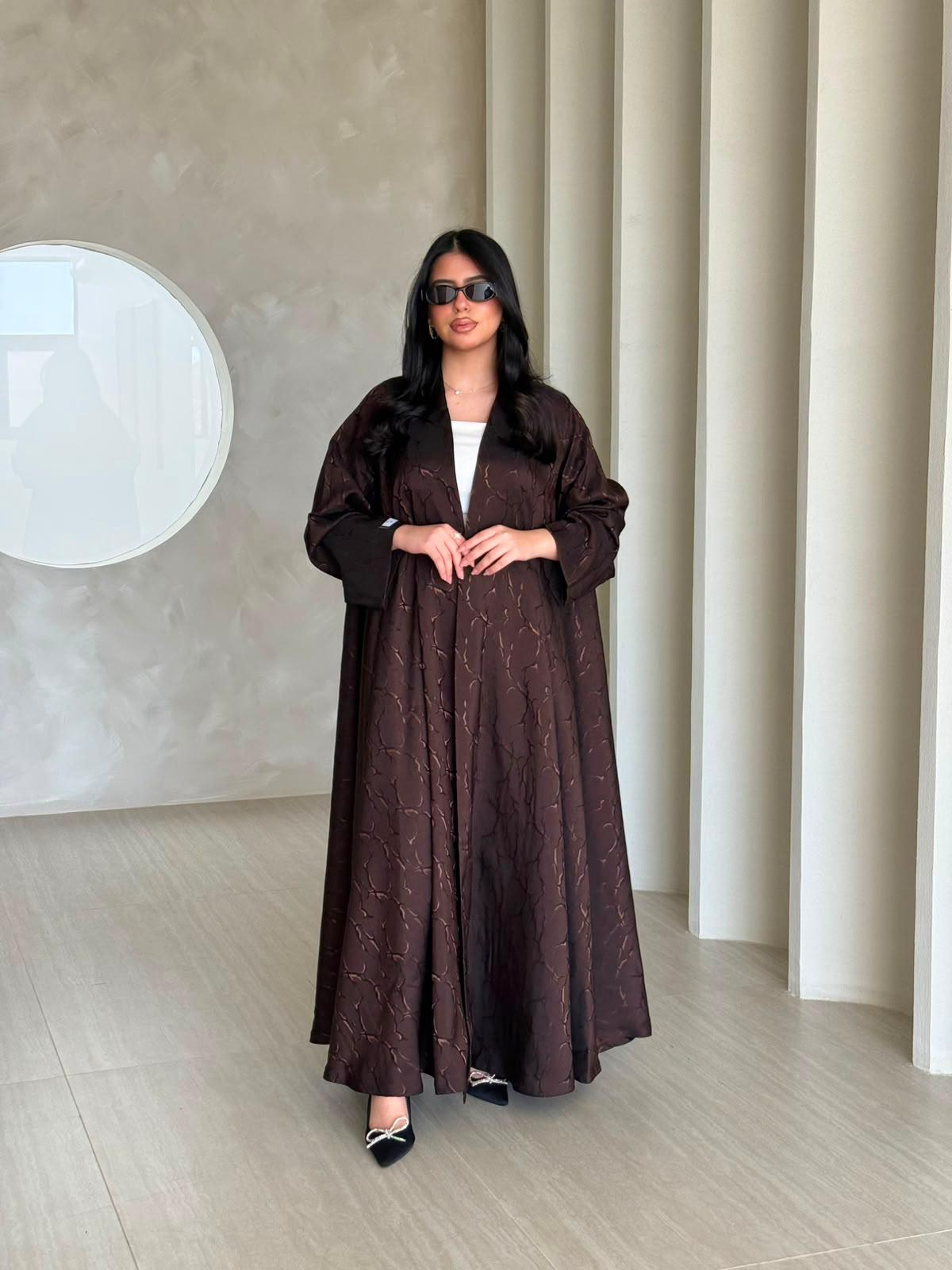 Cocoa Jacquard Sculpted Abaya