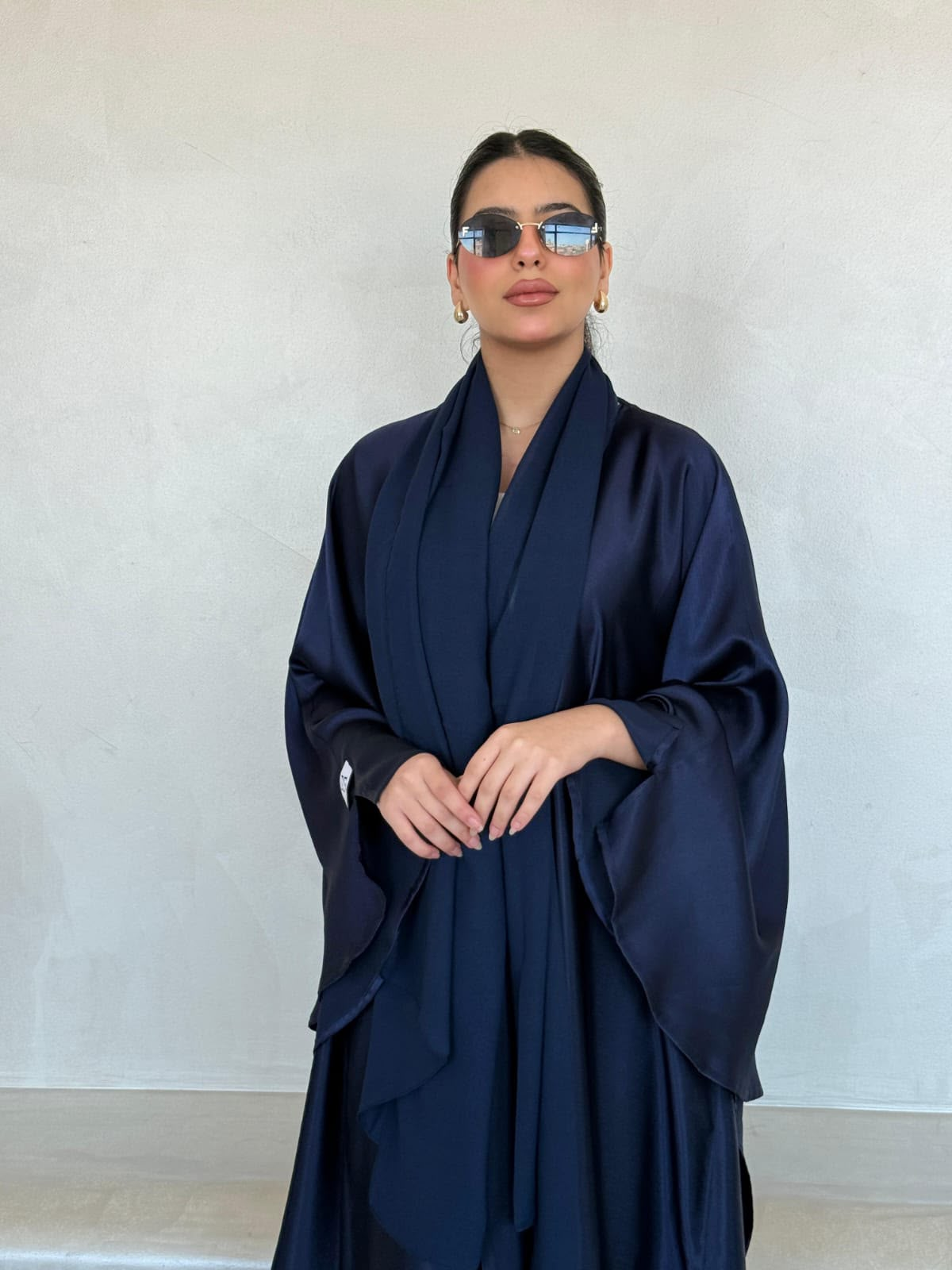 Midnight Satin Drape Abaya