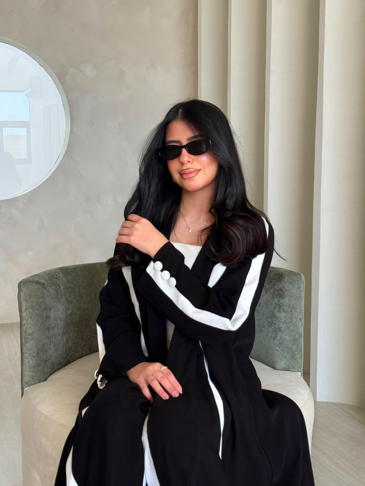 Ivory-Piped Tuxedo Abaya